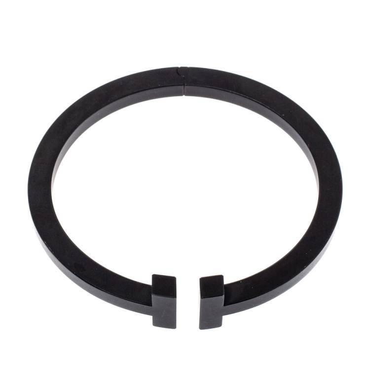 Pre Owned Tiffany & Co. T Square Black Tone Stainless Steel Bracelet