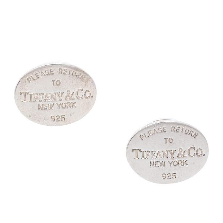 Pre Owned Tiffany & Co. Return to Tiffany Vintage Sterling Silver Oval Cufflinks