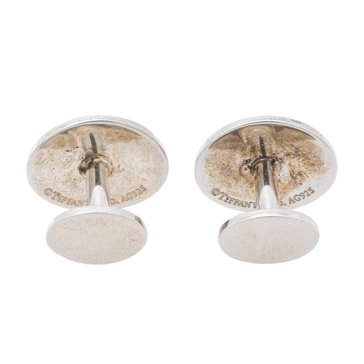 Pre Owned Tiffany & Co. Return to Tiffany Vintage Sterling Silver Oval Cufflinks