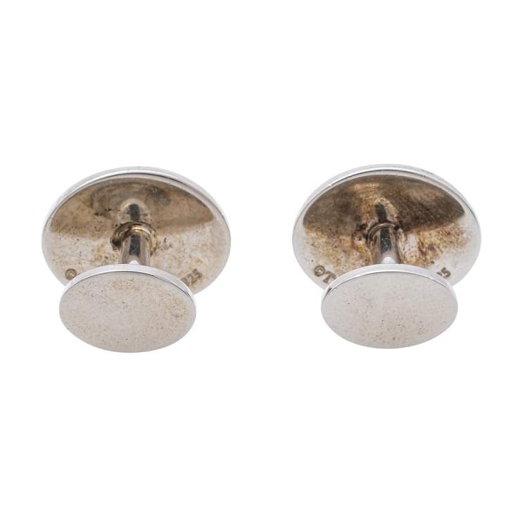 Pre Owned Tiffany & Co. Return to Tiffany Vintage Sterling Silver Oval Cufflinks