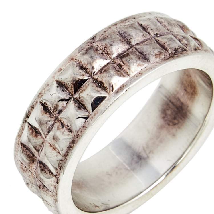 Pre Owned Tiffany & Co. Sterling Silver Pyramid Stud Ring (Size 61)
