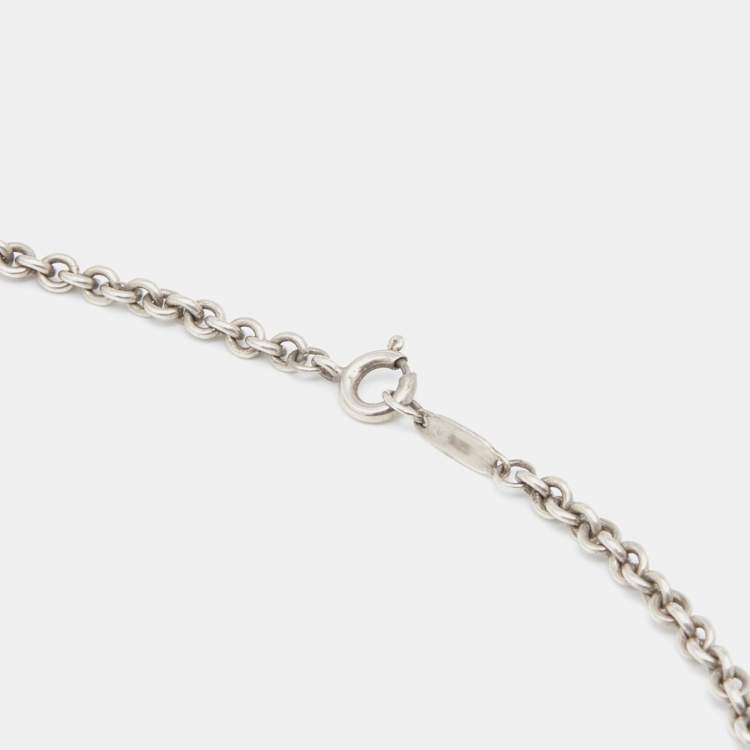 Pre Owned Tiffany & Co. Sterling Silver Midnight Titanium Double Tags Pendant Necklace