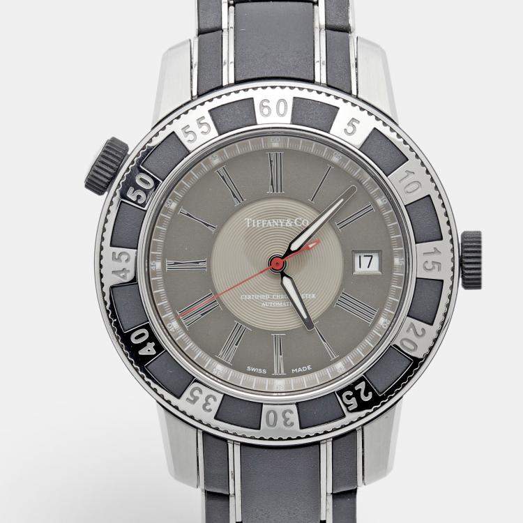 Pre Owned Tiffany & Co. Grey Stainless Steel Mark T-57 Automatic Men's Wristwatch 42 mm