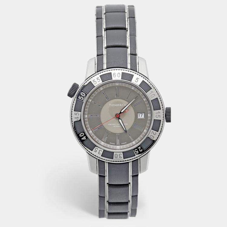 Pre Owned Tiffany & Co. Grey Stainless Steel Mark T-57 Automatic Men's Wristwatch 42 mm