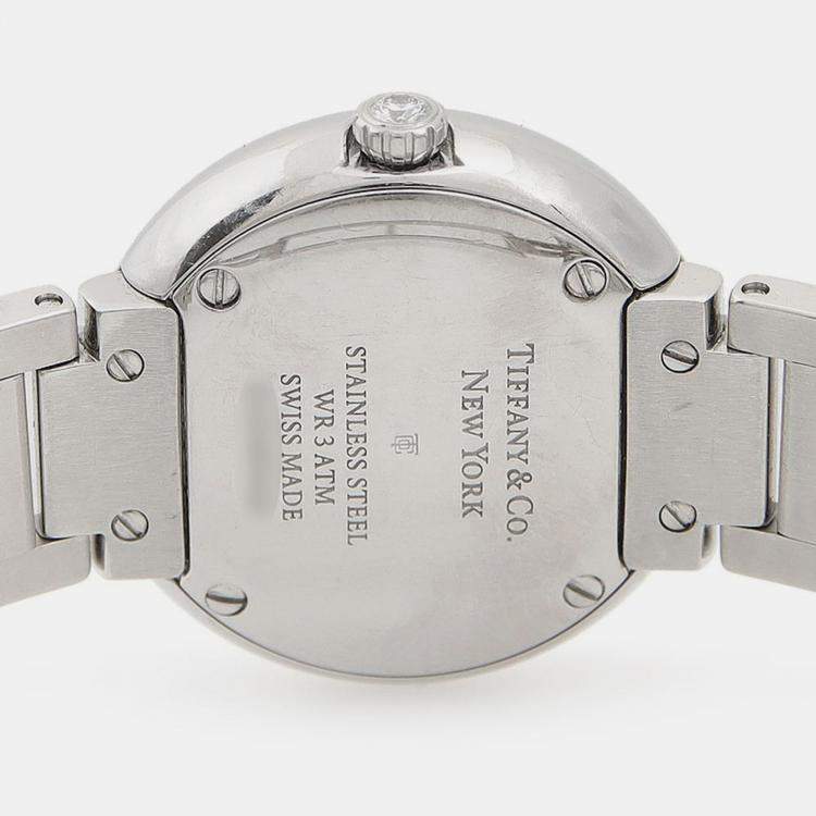 Pre Owned Tiffany & Co. Atlas Quartz Stainless Steel Diamond Women's Wristwatch 24mm