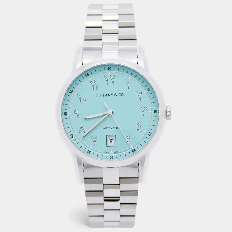 Pre Owned Tiffany & Co. CT60® Limited Edition Of 250 Pieces Reference 74863329 Blue Stainless Steel Men's Wristwatch 40 mm