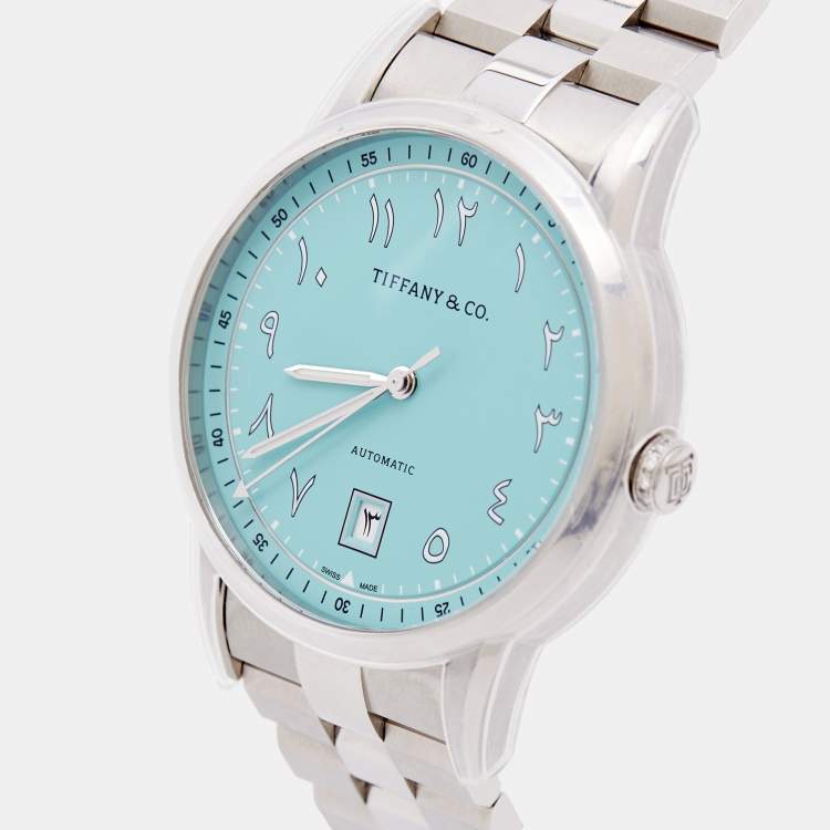 Pre Owned Tiffany & Co. CT60® Limited Edition Of 250 Pieces Reference 74863329 Blue Stainless Steel Men's Wristwatch 40 mm