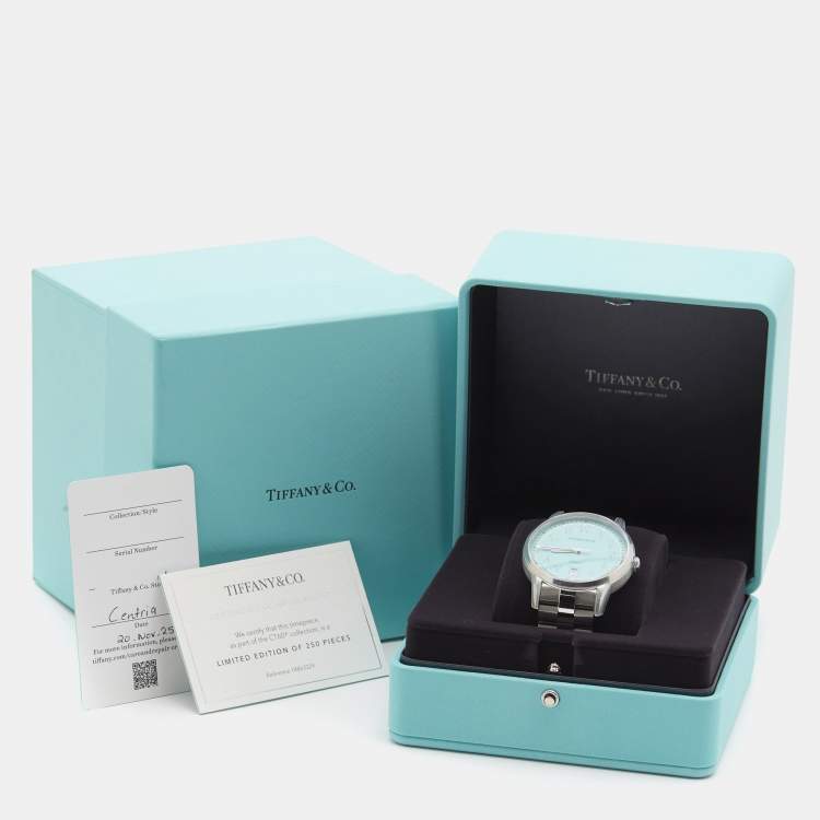 Pre Owned Tiffany & Co. CT60® Limited Edition Of 250 Pieces Reference 74863329 Blue Stainless Steel Men's Wristwatch 40 mm
