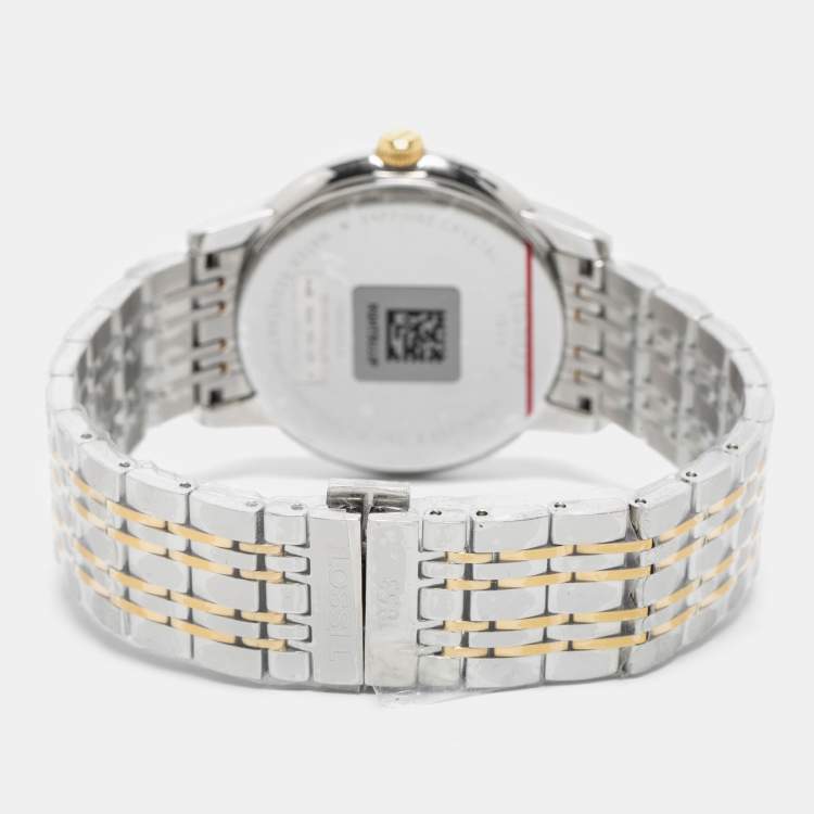 Pre Owned Tissot White Two Tone Stainless Steel Carson T0854102201100 Men's Wristwatch 40 mm
