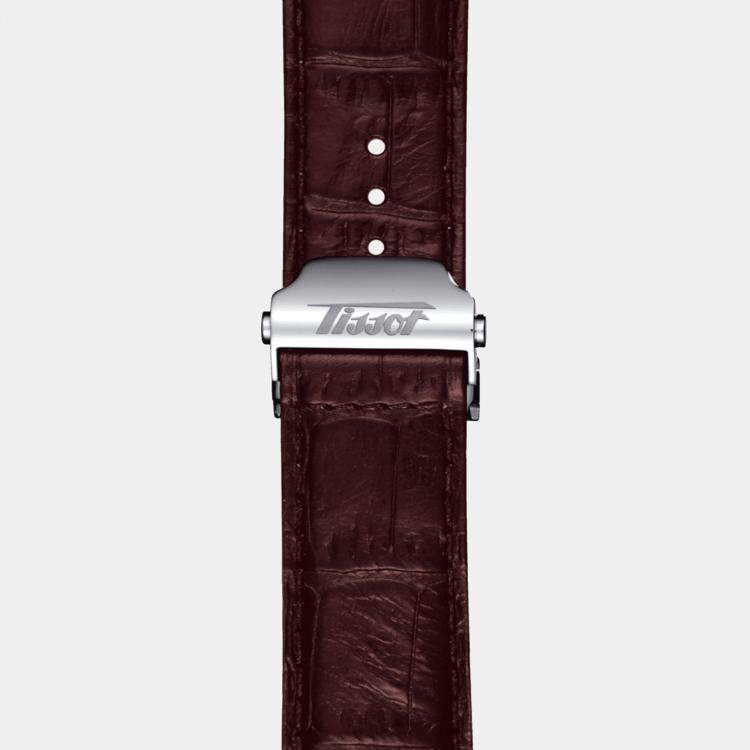 Pre Owned Tissot Brown leather watch 43 mm