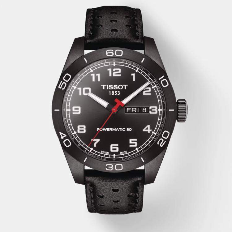 Pre Owned Tissot Prs 516 Powermatic 80 T131.430.36.052.00 Black Leather watch