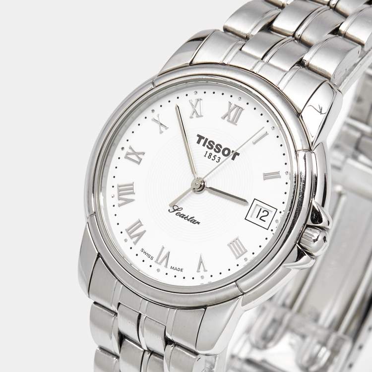 Pre Owned Tissot Seastar A665/765 White Dial Stainless Steel Men's Wristwatch 36 mm