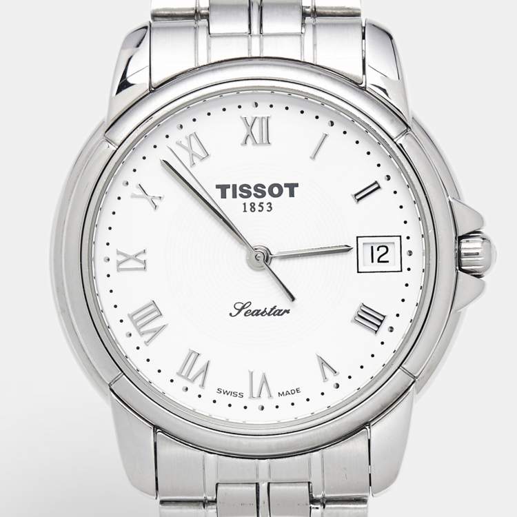 Pre Owned Tissot Seastar A665/765 White Dial Stainless Steel Men's Wristwatch 36 mm