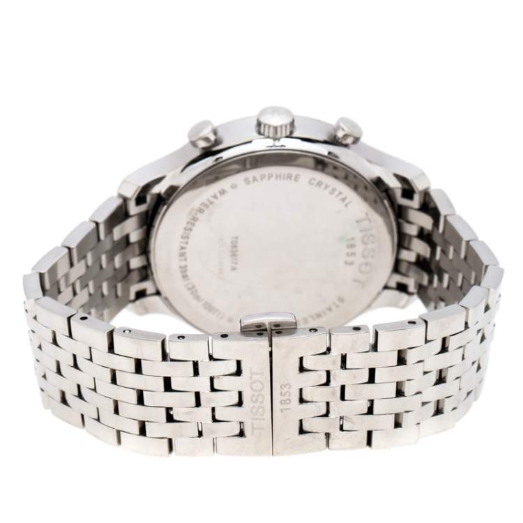 Pre Owned Tissot Anthracite Stainless Steel Tradition T063617A Chronograph Men's Wristwatch 42 mm