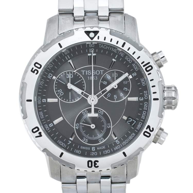Pre Owned  Tissot Grey Stainless Steel PRS200 T067417A Men's Wristwatch 42 mm