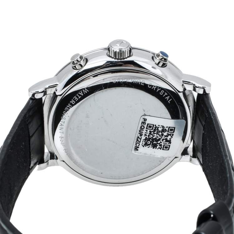 Pre Owned  Tissot Black Stainless Steel Leather Carso Premium T122417A Men's Wristwatch 41 mm