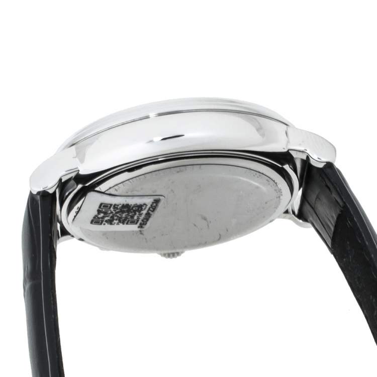 Pre Owned  Tissot Black Stainless Steel Leather Carso Premium T122417A Men's Wristwatch 41 mm