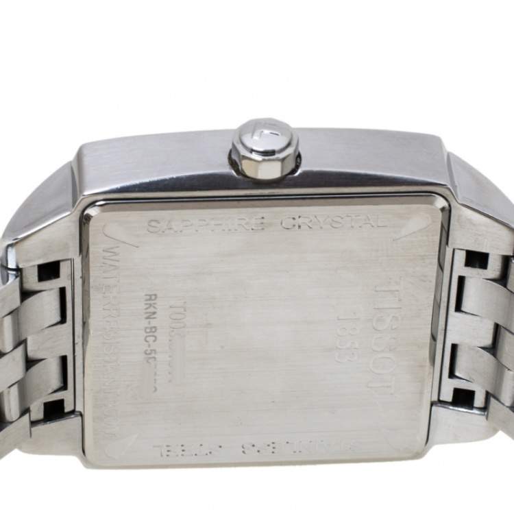 Pre Owned Tissot Black Stainless Steel Quadrato T005.510.A Men's Wristwatch 36 MM
