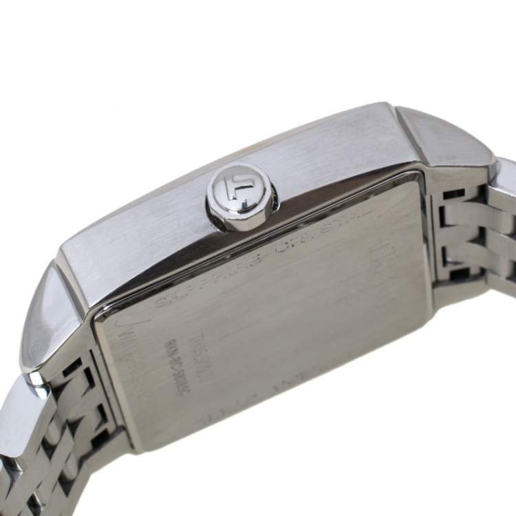 Pre Owned Tissot Black Stainless Steel Quadrato T005.510.A Men's Wristwatch 36 MM