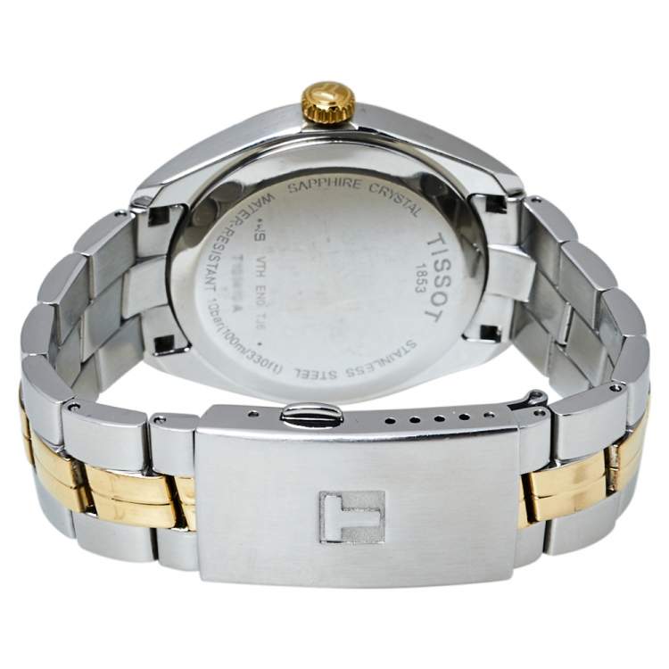Pre Owned Tissot Silver White Two-Tone Stainless Steel PR100 T101.410.22.031.00 Men's Wristwatch 39 mm