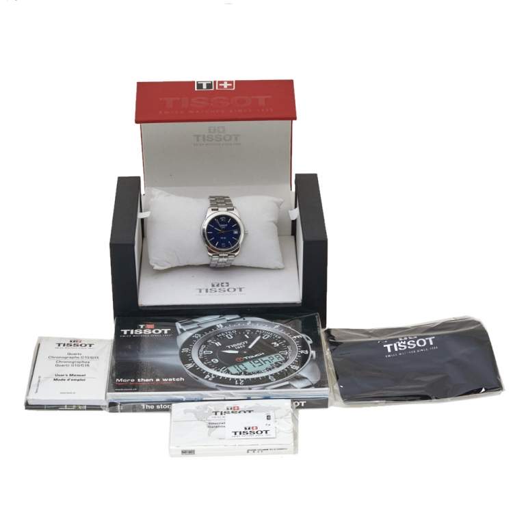 Pre Owned Tissot Blue Stainless Steel PR 50 Men's Wristwatch 36 mm
