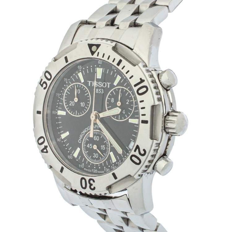 Pre Owned Tissot Black Stainless Steel Chronograph T-Sport PRS200 Men's Wristwatch 40mm