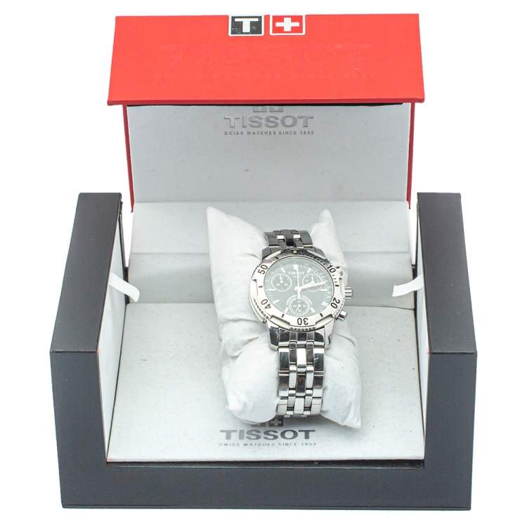 Pre Owned Tissot Black Stainless Steel Chronograph T-Sport PRS200 Men's Wristwatch 40mm