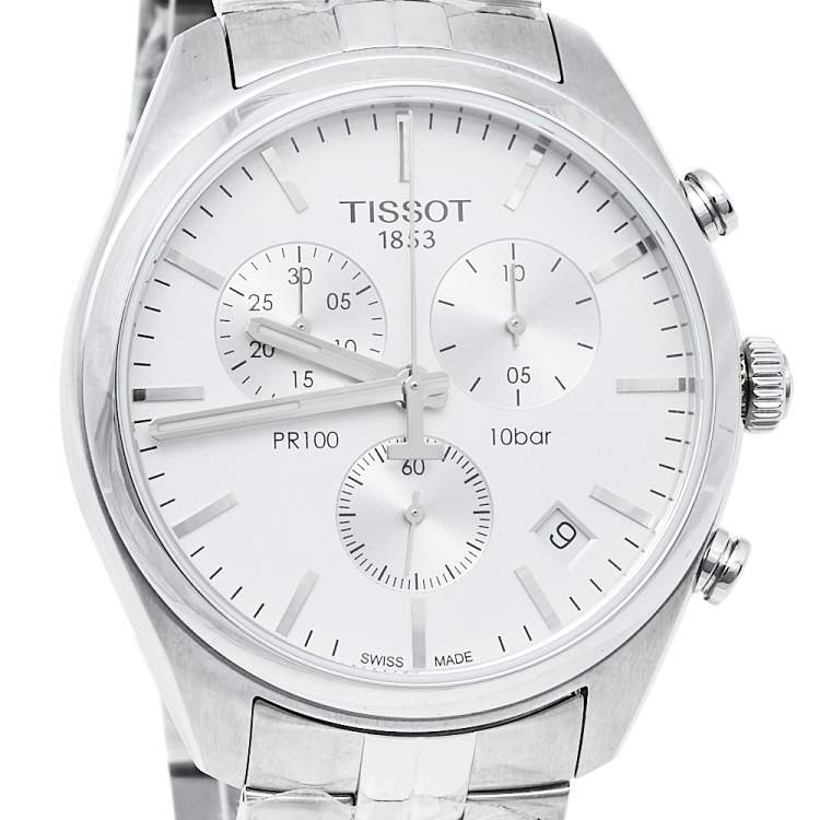 Pre Owned Tissot Silver Stainless Steel T Sport PR100 T101.417.11.031.00 Men's Wristwatch 41 mm