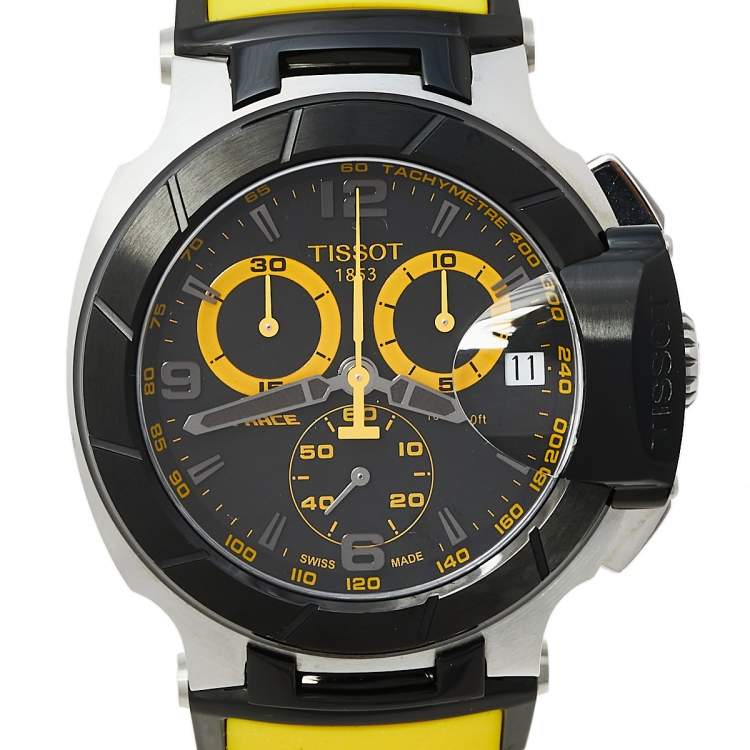 Pre Owned Tissot Black PVD Coated Stainless Steel & Rubber T-Race T048417A Men's Wristwatch 45 mm