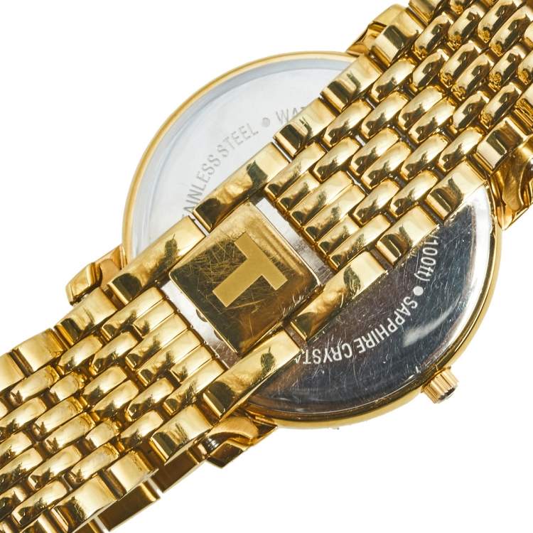 Pre Owned Tissot Champagne Gold Plated Stainless Steel Classic T870/970 Men's Wristwatch 34 mm