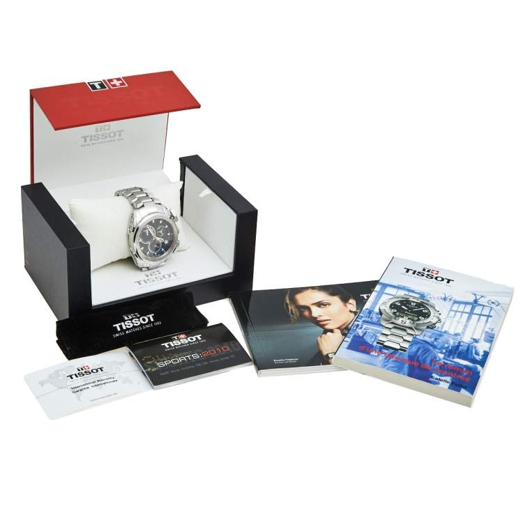 Pre Owned Tissot Black Stainless Steel T-Sport T018617B Men's Wristwatch 43 mm