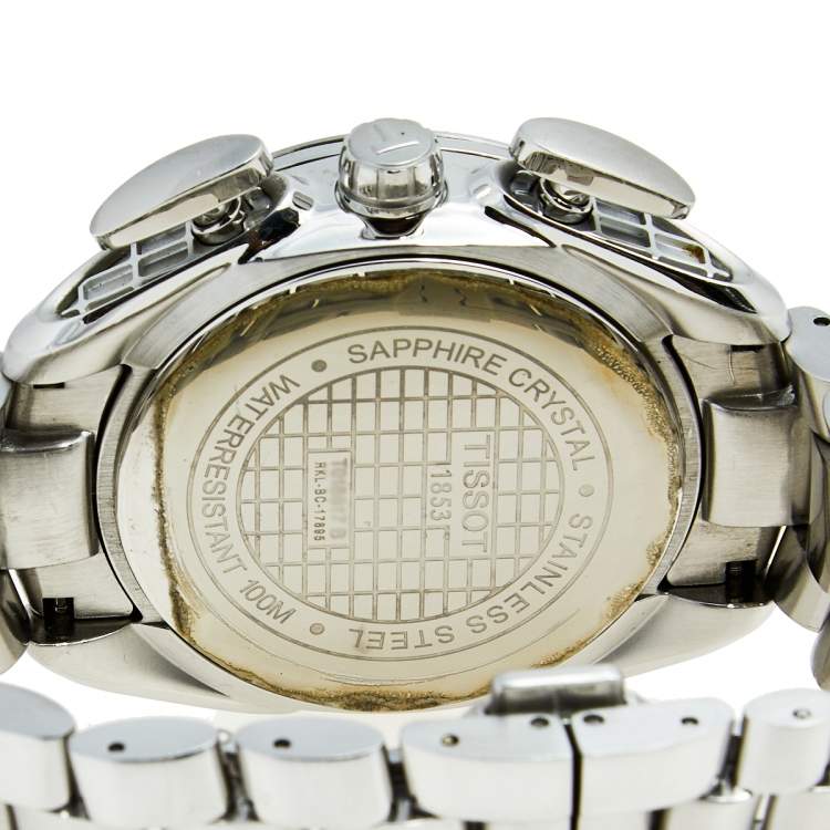 Pre Owned Tissot Black Stainless Steel T-Sport T018617B Men's Wristwatch 43 mm