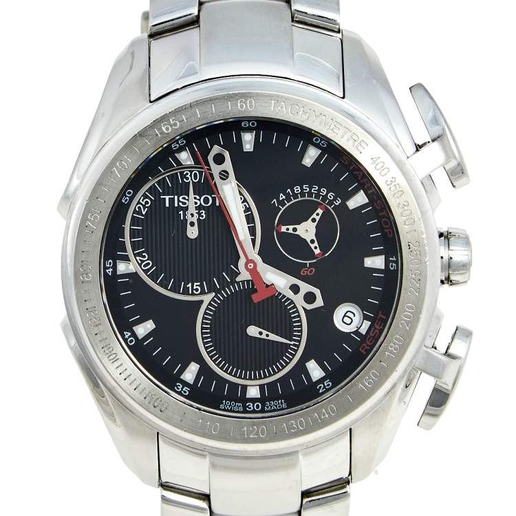 Pre Owned Tissot Black Stainless Steel T-Sport T018617B Men's Wristwatch 43 mm