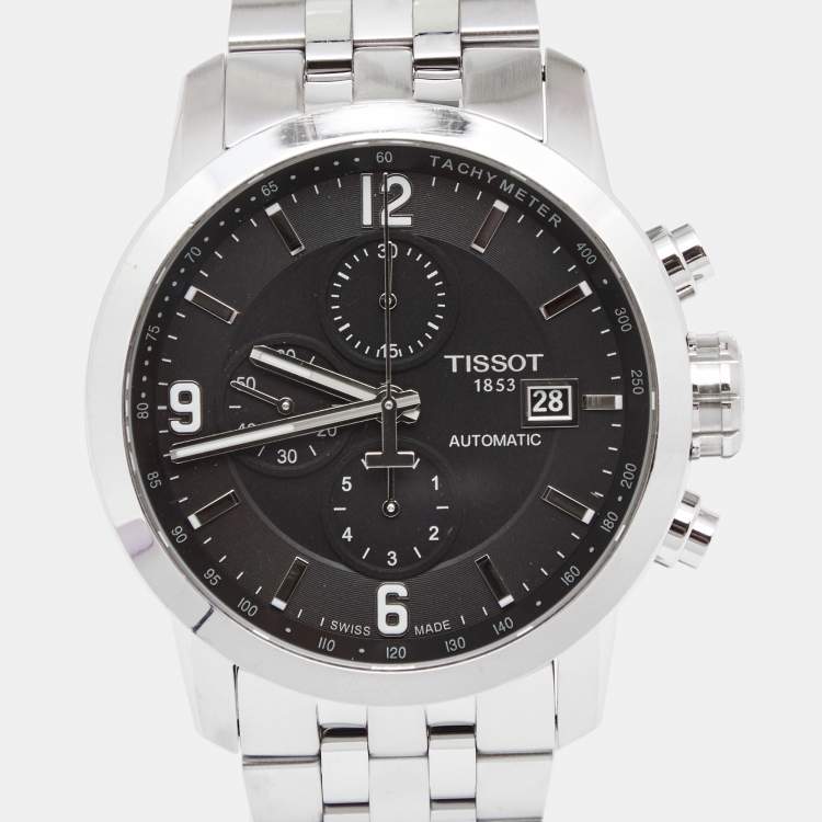 Pre Owned Tissot Black Stainless Steel PRC 200 T055.427.11.057.00 Men's Wristwatch 44 mm