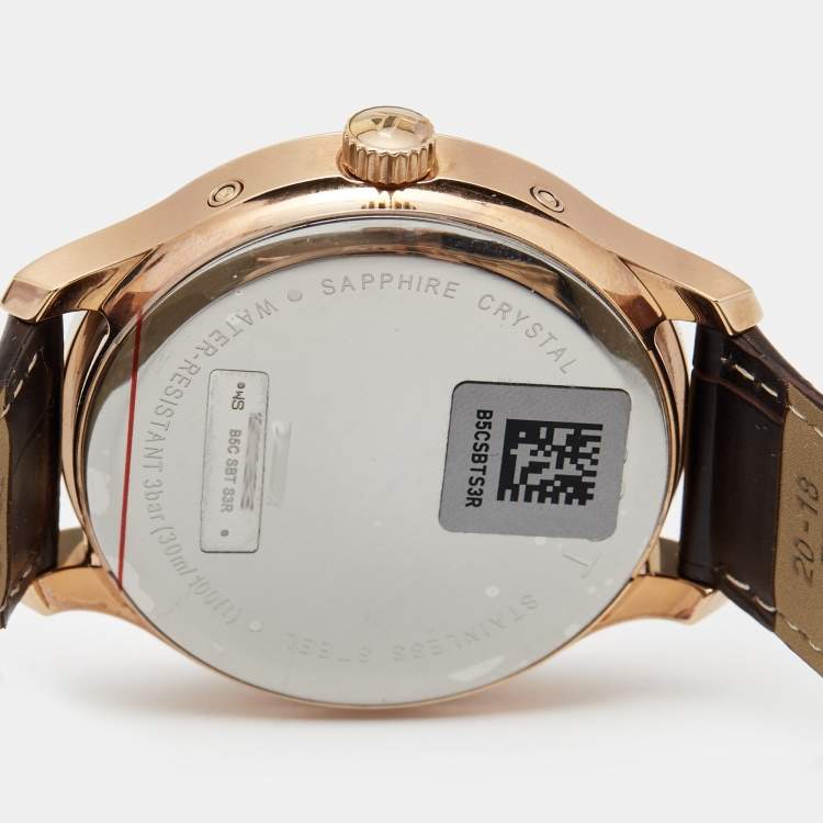 Pre Owned Tissot White Rose Gold Plated Stainless Steel Leather Traditional Perpetual T0636373603700 Men's Wristwatch 42 mm 