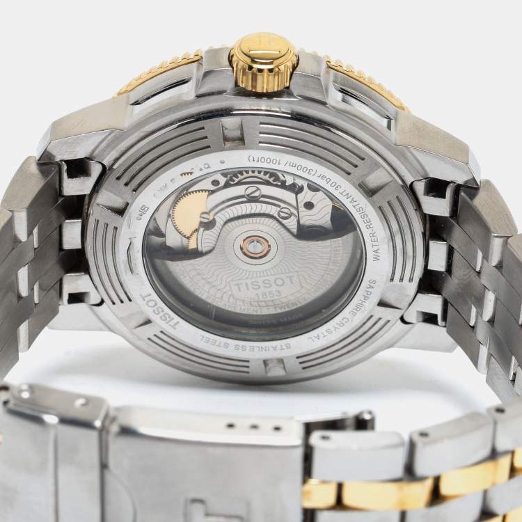 Pre Owned Tissot Black Two Tone Stainless Steel Seastar T120.407.22.051.00 Men's Wristwatch 43 mm