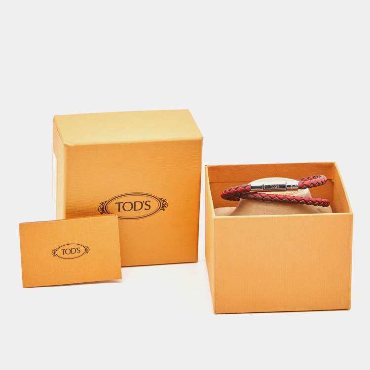 Pre Owned Tod's MyColors Multi Color Woven Leather and Silver-Tone Wrap Bracelet