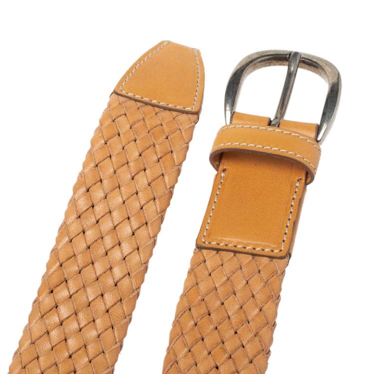 Pre Owned Tod's Beige Woven Leather Belt 95cm
