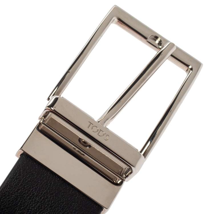 Pre Owned Tod's Black Leather Buckle Belt 90 CM