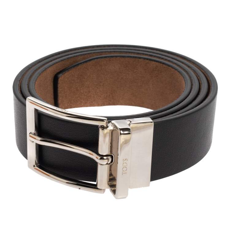 Pre Owned Tod's Black Leather Buckle Belt 90 CM