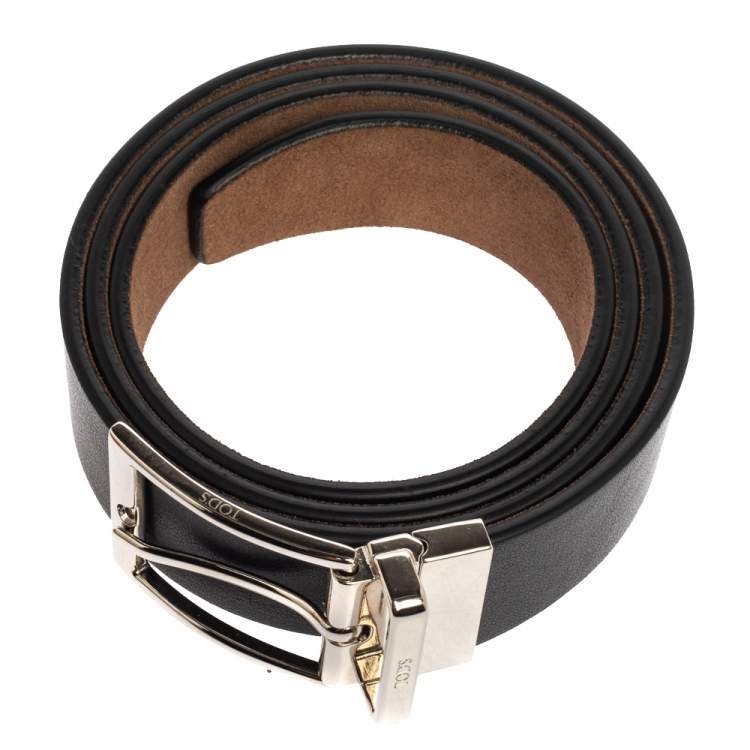 Pre Owned Tod's Black Leather Buckle Belt 90 CM