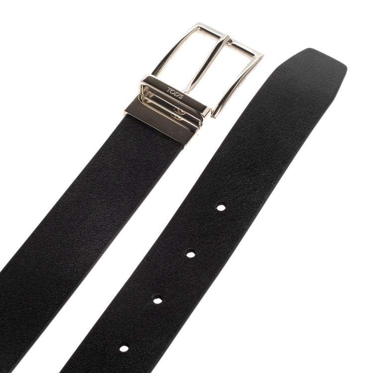 Pre Owned Tod's Black Leather Buckle Belt 90 CM