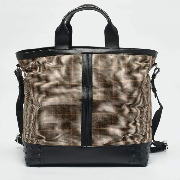 Pre Owned Tod's Multicolor Checkered Nylon and Leather Gommino Tote