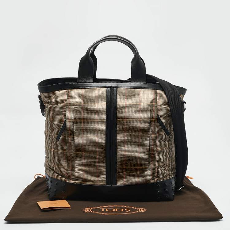 Pre Owned Tod's Multicolor Checkered Nylon and Leather Gommino Tote