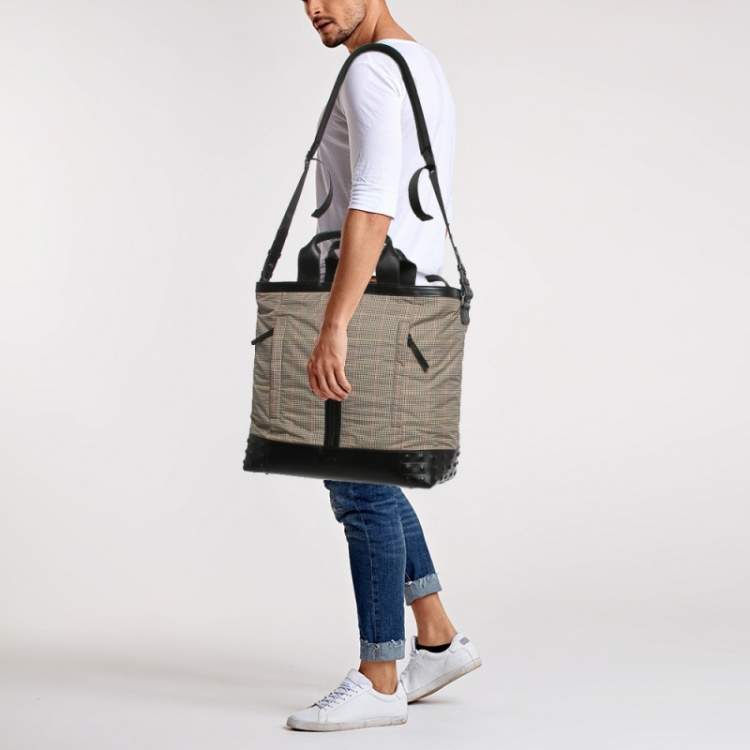 Pre Owned Tod's Multicolor Checkered Nylon and Leather Gommino Tote