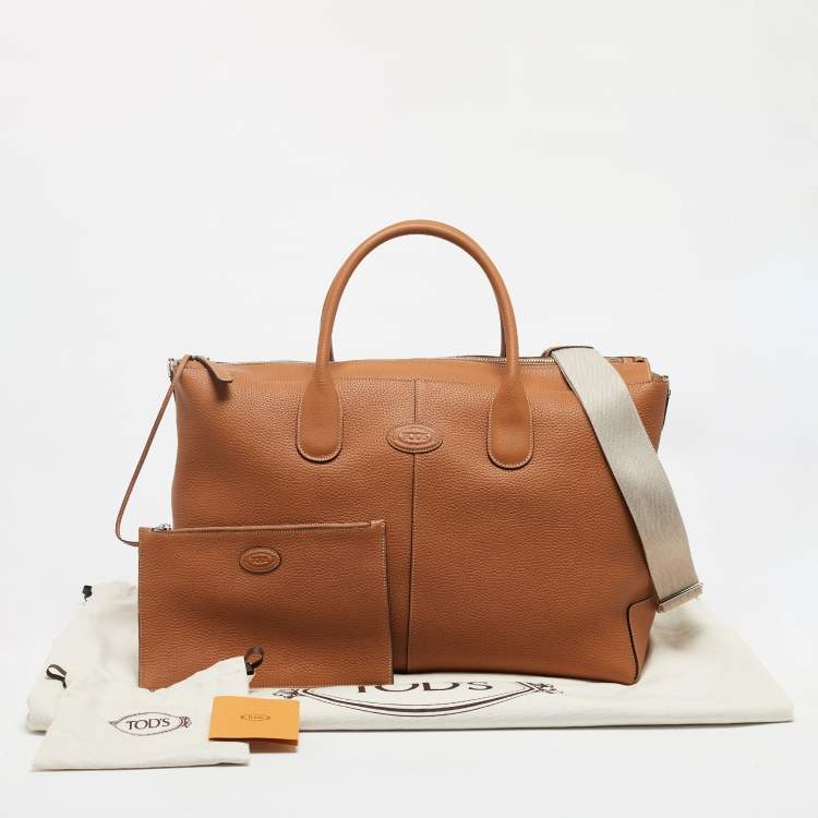 Pre Owned Tod's Brown Leather Large Di Duffle Bag 