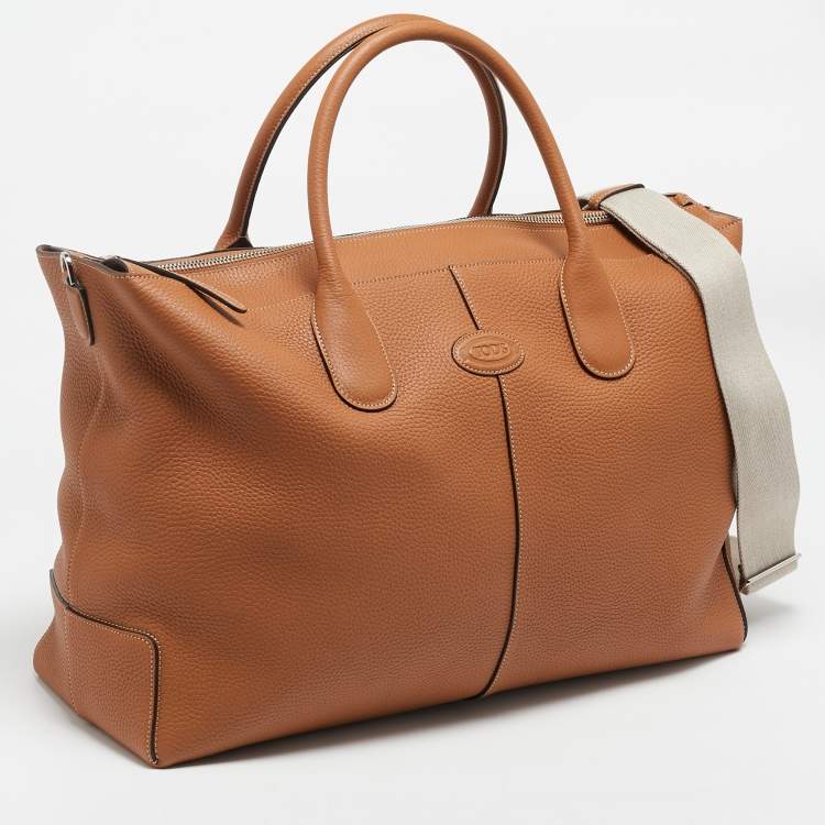 Pre Owned Tod's Brown Leather Large Di Duffle Bag 