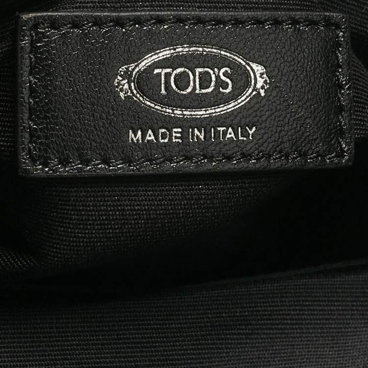 Pre Owned Tod's Black Leather Drawstring Flap Backpack