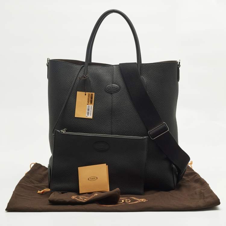 Pre Owned Tod's Di Medium Black Leather Shopper Tote