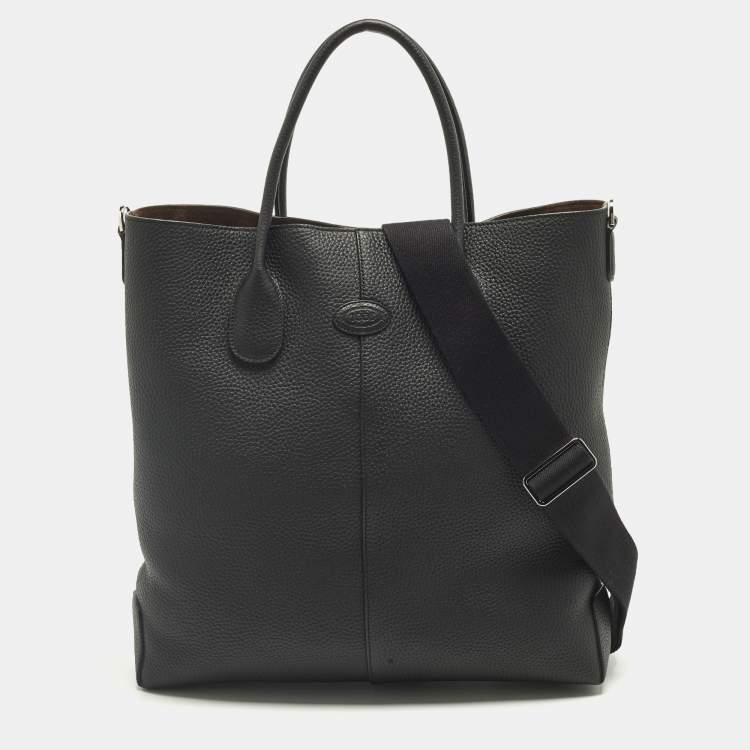 Pre Owned Tod's Di Medium Black Leather Shopper Tote